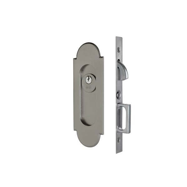 Emtek #8 Keyed Pocket Door Mortise Lock for 1-3/8" Door Pewter Finish 2043US15A138 - main